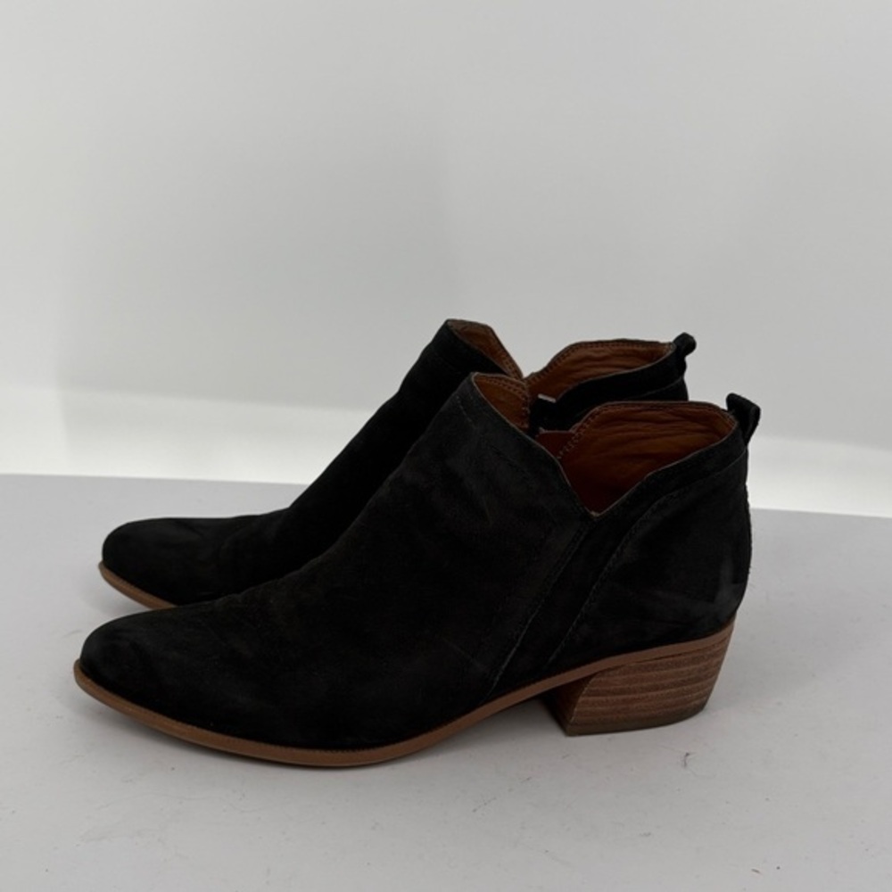 🛞 Franco Sarto Laslo Suede Black pointed toe side zip Ankle Boots